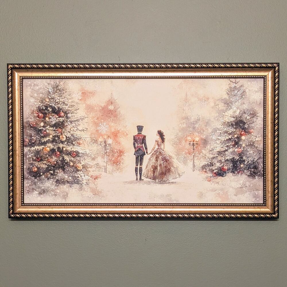 NEW Hobby Lobby Ballerina Nutcracker Framed Picture Viral 19" x 11"